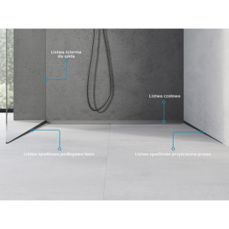 Mexen Line-B listwa spadkowa do szkła 120 cm lewa, gun gray szczotkowany - 186604120L