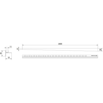 Mexen Line-B listwa spadkowa do szkła 180 cm lewa, gun gray szczotkowany - 186604180L