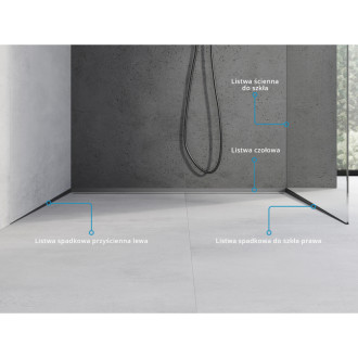 Mexen Line-B listwa spadkowa do szkła 180 cm prawa, gun gray szczotkowany - 186604180R