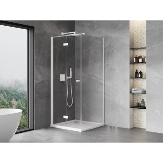 Sprchový kout Mexen Mist-F skládací levý 85 x 85 cm, průhledný, bílý - 8A6T-085-085-20-00-L