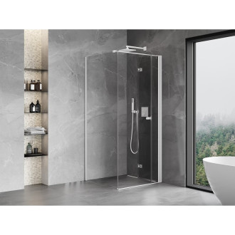 Sprchový kout Mexen Mist-F skládací pravý 75 x 75 cm, průhledný, bílý - 8A6T-075-075-20-00-P