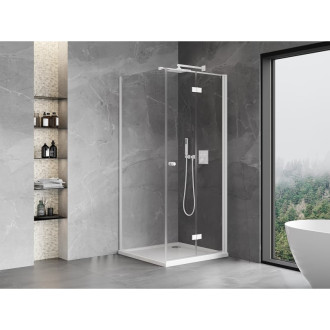 Sprchový kout Mexen Mist-F skládací pravý 75 x 75 cm, průhledný, bílý - 8A6T-075-075-20-00-P
