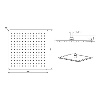 SLIM hlavová sprcha, 300x300mm, gun metal