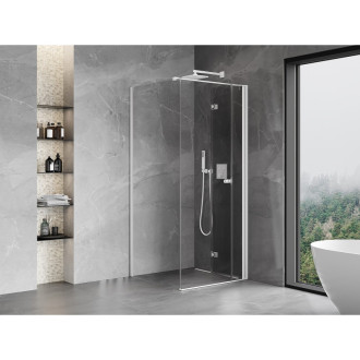 Sprchový kout Mexen Mist-F skládací pravý 110 x 110 cm, průhledný, bílý - 8A6T-110-110-20-00-P