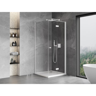 Sprchový kout Mexen Mist-F skládací pravý 110 x 110 cm, průhledný, bílý - 8A6T-110-110-20-00-P