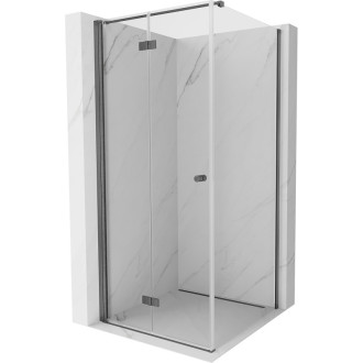 Sprchový kout Mexen Mist-F skládací levý 75 x 75 cm, průhledný, kartáčovaná pistole gray - 8A6T-075-075-66-00-L