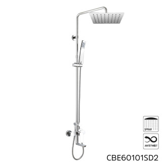 Mereo Nástenná  baterie Viana 150mm se sprch.soupravou,otoč.ramínkem, ruční a talíř.sprchou slim 250x250mm
