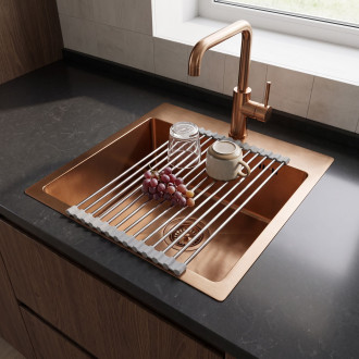 Ocelový dřez se sadou příslušenství 3 ks REA Leo 40 Brush Copper