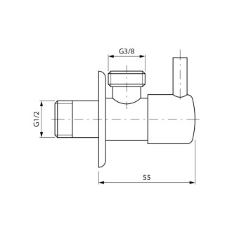 Rohový ventil kulatý, 1/2"x3/8", měď mat