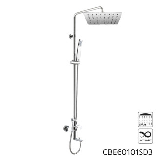 Mereo Nástenná baterie Viana s talířovou hranatou slim sprchou 300x300 mm, nerez
