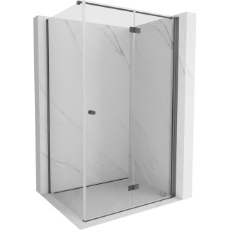 Sprchový kout Mexen Mist-F skládací pravý 90 x 80 cm, průhledný, kartáčovaná pistole gray - 8A6T-090-080-66-00-P