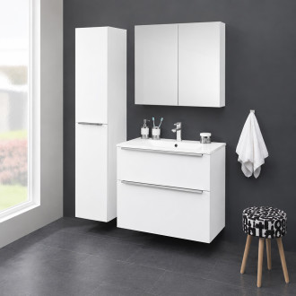 Mereo Mailo, koupelnová skříňka s keramickým umyvadlem 81 cm, bílá, elox AL madlo