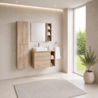 Aira, koupelnová skříňka s umyvadlem z lit. mram,610x578x465mm,spodní, dub Kronberg CN720M