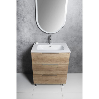 CIRASA umyvadlová skříňka 79,8x75x46cm, 3x zásuvka, dub cuneo