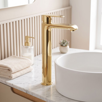 Rea BLOOM MIRROR umyvadlová baterie vysoká, zlatá REA-B6201
