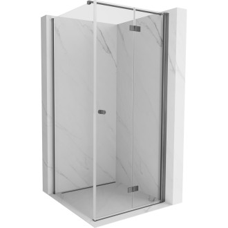Sprchový kout Mexen Mist-F skládací pravý 75 x 75 cm, průhledný, stříbrná metalíza - 8A6T-075-075-95-00-P