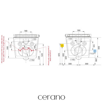 CERANO - Závěsné WC s bidetem Modul/Cronus Standard - bílá lesklá / bílá matná - integrované WC tlačítko - pneumatický modul - 59,3x38,4 cm