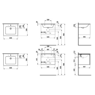 Skříňka s umyvadlem Laufen PRO S 60x50x46 cm MDF bílá lesk H8609614751041