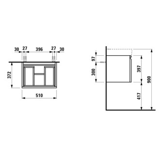 Skříňka pod umyvadlo Laufen PRO S 51x37x39 cm MDF bílá H4830210954631