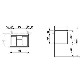 Skříňka pod umyvadlo Laufen PRO S 55x37x39 cm MDF šedá mat H4830320954801