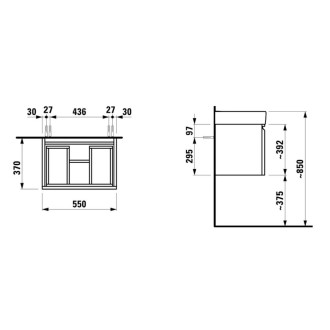 Skříňka pod umyvadlo Laufen PRO S 55x37x39 cm MDF bílá H4830320954631