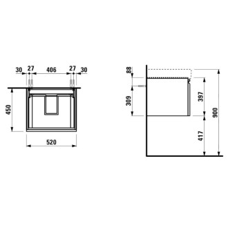 Skříňka pod umyvadlo Laufen PRO S 52x45x39 cm MDF šedá mat H4833510964801