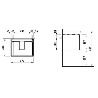 Skříňka pod umyvadlo Laufen PRO S 57x45x39 cm MDF šedá mat H4833710964801