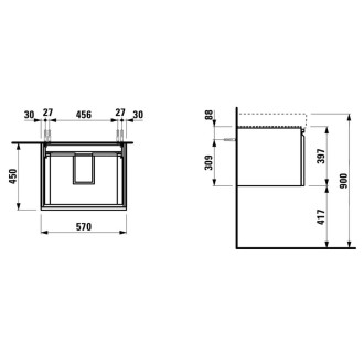 Skříňka pod umyvadlo Laufen PRO S 57x45x39 cm MDF mix barev H4833720969991