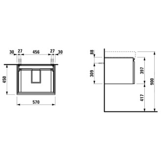 Skříňka pod umyvadlo Laufen PRO S 57x45x39 cm MDF šedá mat H4833720964801