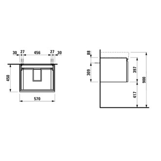 Skříňka pod umyvadlo Laufen PRO S 57x45x39 cm MDF mix barev H4833710969991