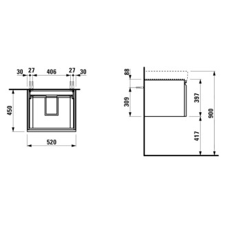 Skříňka pod umyvadlo Laufen PRO S 52x45x39 cm MDF mix barev H4833510969991