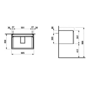 Skříňka pod umyvadlo Laufen PRO S 66,5x45x39 cm MDF bílá H4834510964631