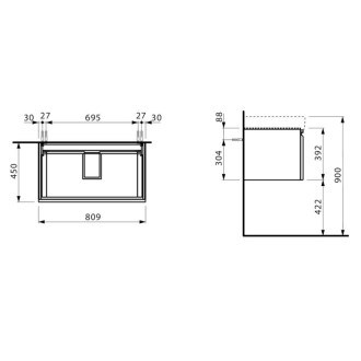 Skříňka pod umyvadlo Laufen PRO S 81x45x39 cm MDF šedá mat H4835020964801