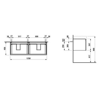 Skříňka pod umyvadlo Laufen PRO S 126x45x39 cm MDF mix barev H4835710969991