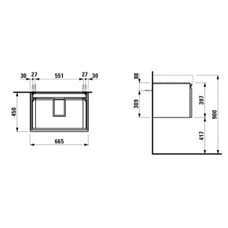 Skříňka pod umyvadlo Laufen PRO S 66,5x45x39 cm MDF bílá lesk H4834520964751