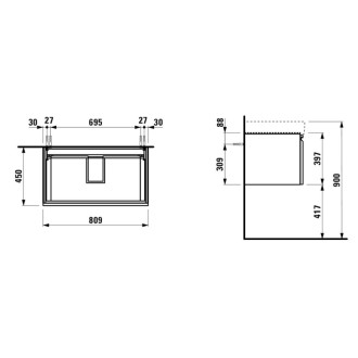 Skříňka pod umyvadlo Laufen PRO S 81x45x39 cm MDF bílá lesk H4835020964751