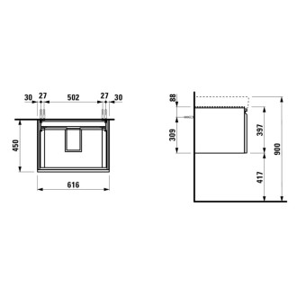 Skříňka pod umyvadlo Laufen PRO S 61,5x45x39,5 cm MDF mix barev H4834210969991
