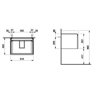 Skříňka pod umyvadlo Laufen PRO S 61,5x45x39 cm MDF šedá mat H4834220964801