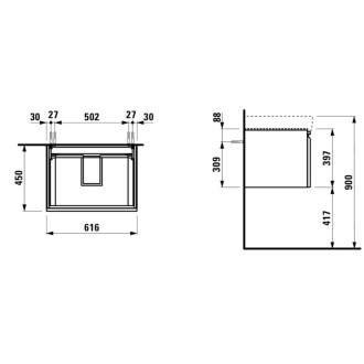 Skříňka pod umyvadlo Laufen PRO S 61,5x45x39 cm MDF bílá lesk H4834220964751