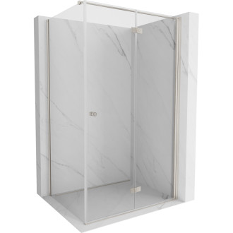 Sprchový kout Mexen Mist-F skládací pravý 90 x 80 cm, průhledný, kartáčovaný nikl - 8A6T-090-080-97-00-P