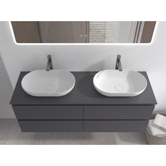 CERANO - Koupelnová skříňka Carole - antracitová + deska pod umyvadlo Navira Slim - 18 mm - 120x49,8x46 cm