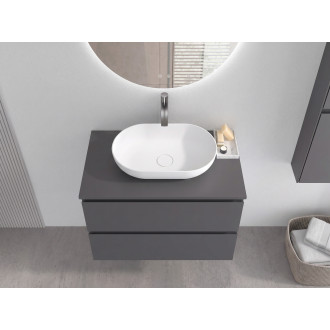 CERANO - Koupelnová skříňka Carole - antracitová + deska pod umyvadlo Navira Slim - 18 mm - 80x49,8x46 cm