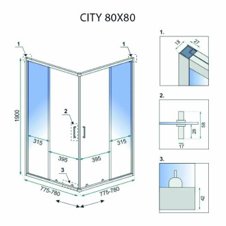 REA Sprchový kout City 80x80 Copper Brush REA-K6982