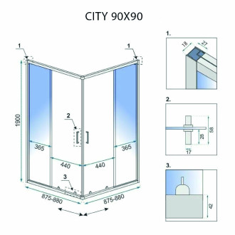 REA Sprchový kout City 90x90 Brush Copper KPL-K7984