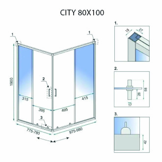 REA City sprchový kout 80x100, černá REA-K6449