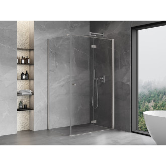 Sprchový kout Mexen Mist-F skládací pravý 100 x 85 cm, průhledný, kartáčovaný nikl - 8A6T-100-085-97-00-P