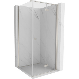 Sprchový kout Mexen Mist-F skládací pravý 90 x 90 cm, průhledný, kartáčovaný nikl - 8A6T-090-090-97-00-P