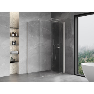 Sprchový kout Mexen Mist-F skládací pravý 80 x 110 cm, průhledný, kartáčovaný nikl - 8A6T-080-110-97-00-P