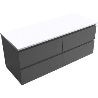 CERANO - Koupelnová skříňka Carole - antracitová + deska z lit. mramoru Elanys - 12 mm - bílá matná - 120x49,2x46 cm