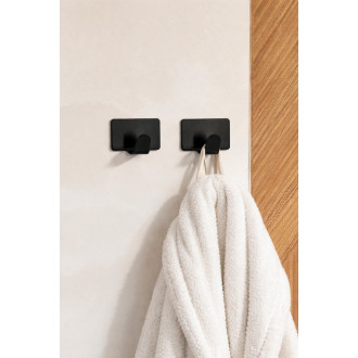 Koupelnový věšák SINGLE BLACK, 4x2x2,8 cm, na nalepení 3M, černá barva